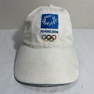 Vintage Athens 2004 Olympics Hat Cap Strap Back Mens One Size White Baseball